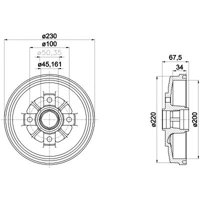 HELLA PAGID 8dt355301941 -  Тормозной барабан
